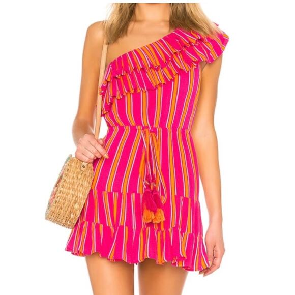 Lovers + Friends Dresses & Skirts - Lovers + Friends Dress Amity Mini Ruffles One Shoulder Styling Tassels M NWT